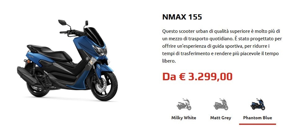 Nmax 155 2020 ราคาที่มีการเปิดเผยในเว็บไซค์