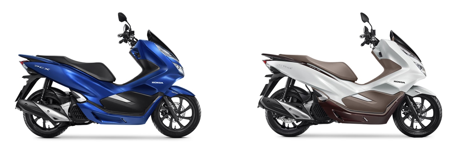 PCX150 2020 สีน้ำเงินและสีขาว-น้ำตาล