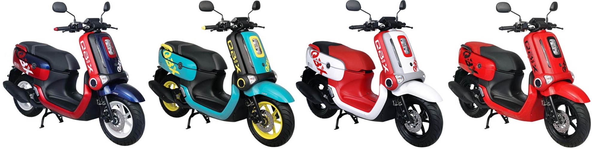 Yamaha QBIX 2020 รุ่น ABS สีน้ำเงิน-แดงและสีเขียวเหลือง รุ่น S มีสีขาว-แดงและสีแดง