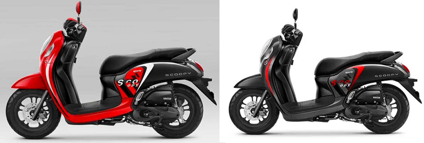 Honda Scoopy 2022 รุ่น Fashion สีแดงและสีดำ