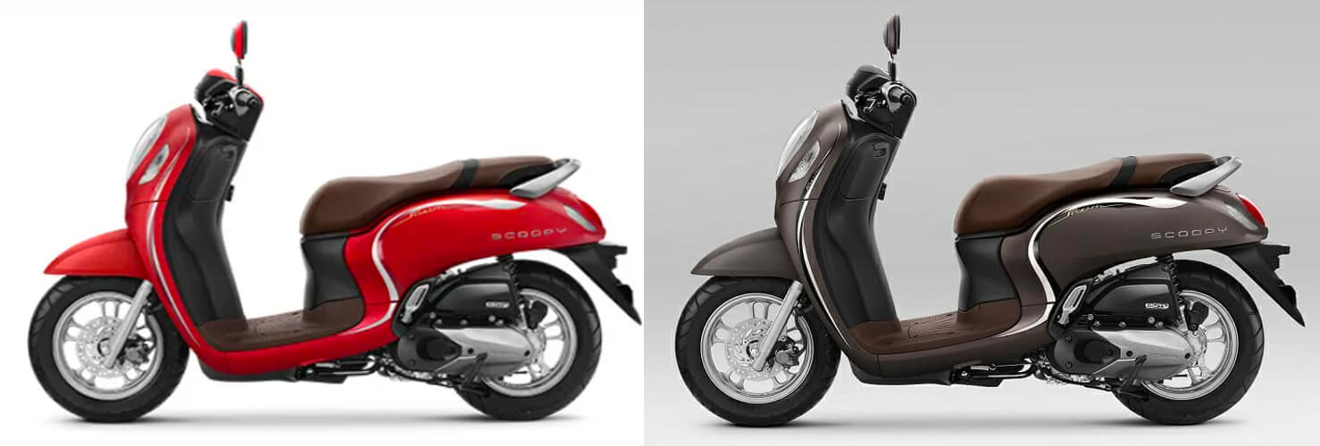 Honda Scoopy 2022 รุ่น Stylish สีแดงและสีน้ำตาล