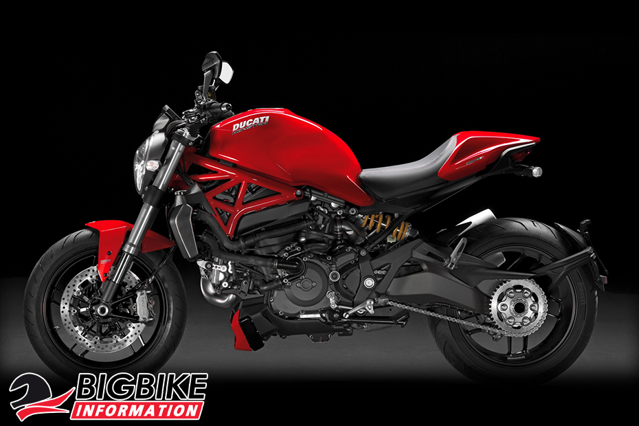 ภาพ Ducati Monster 1200 สีแดง ด้านข้าง