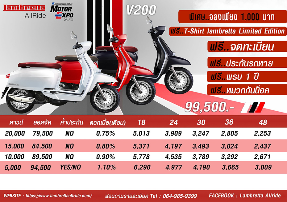โปรโมชั่น V200 จาก Lambretta allride
