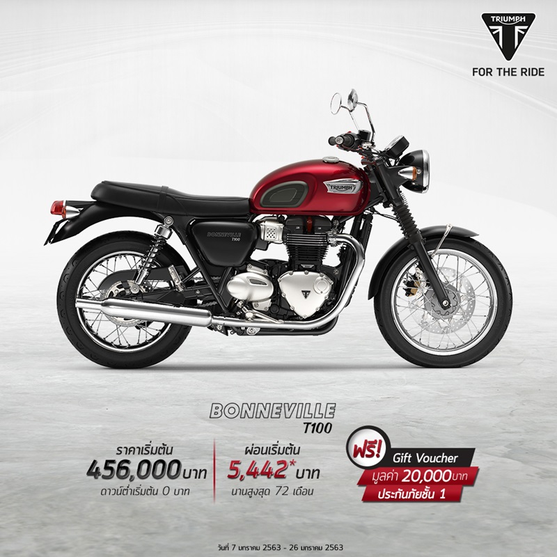 โปรโมชั่น รุ่น Bonneville T100 ประจำเดือนมกราคม 2563