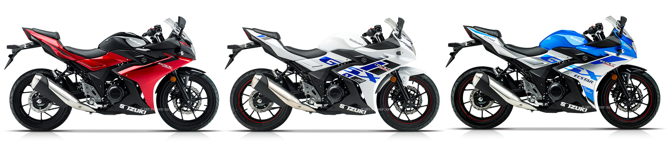 New GSX-250R 2022 สีดำ-สีแดง, สีขาวและสีเทา
