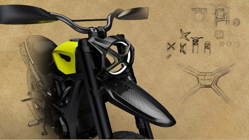 ภาพการออกแบบ Ducati Scrambler 1100 Pro ด้านหน้า