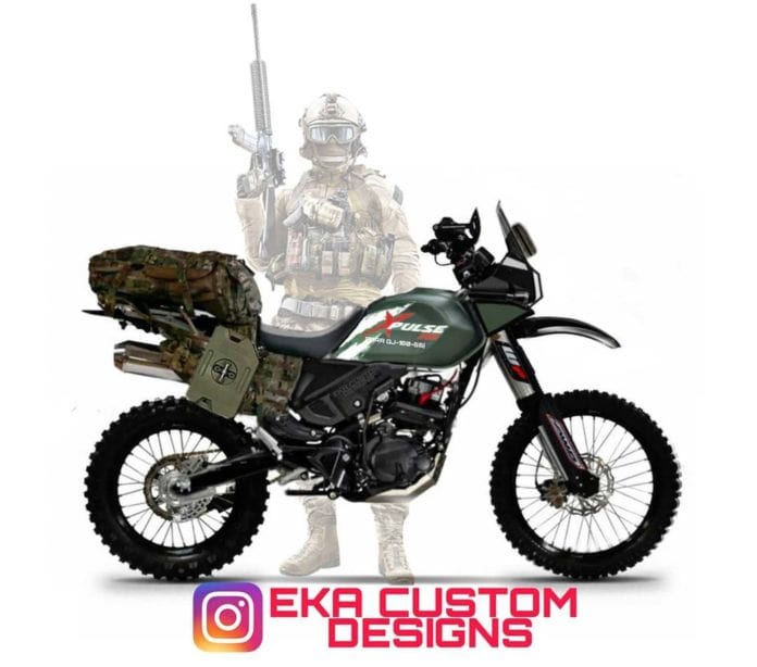 ภาพเรนเดอร์ Hero Xpulse 200 สไตล์ Army Edition