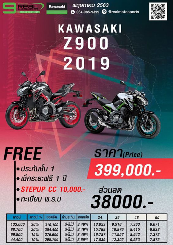 โปรโมชั่นคาวาซากิ รุ่น Z900 2019 พ.ค.63
