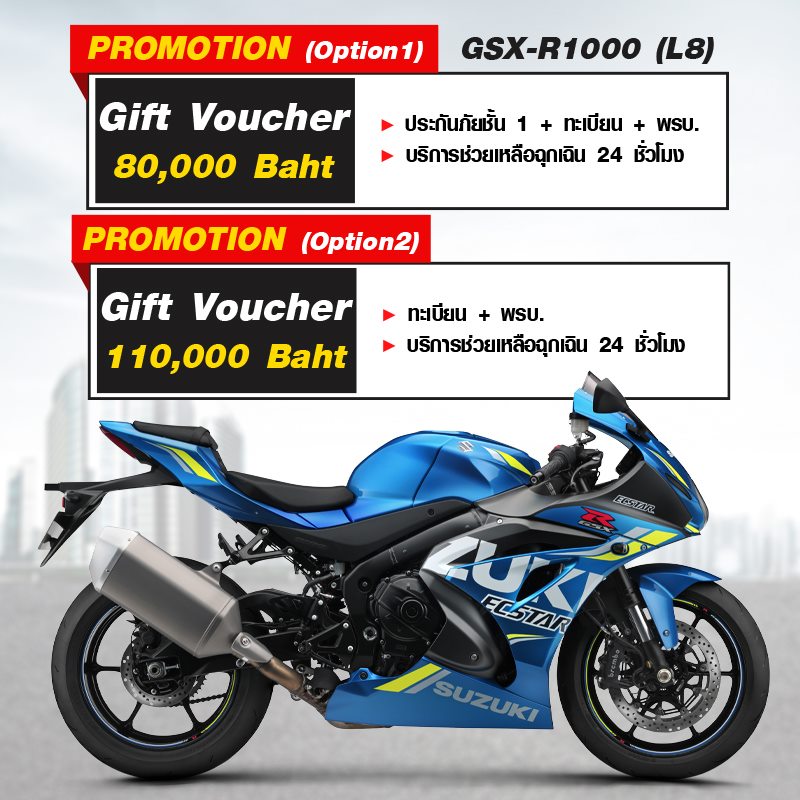 โปรโมชั่นซูซูกิ รุ่น GSX-R1000 วันนี้-19 เม.ษ. 63
