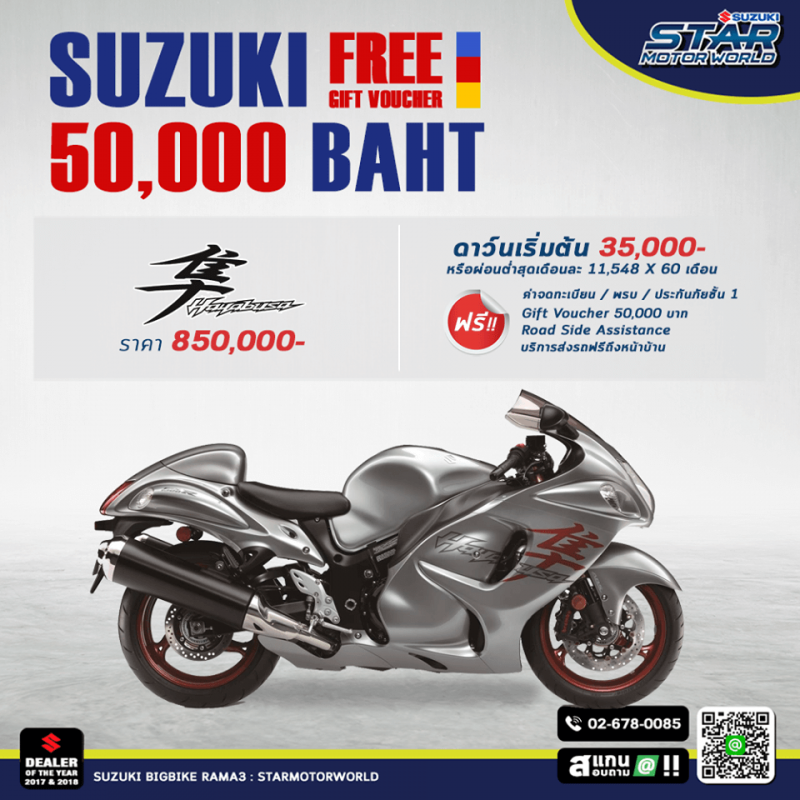 โปรโมชั่นซูซูกิ รุ่น HAYABUSA ก.ค.63