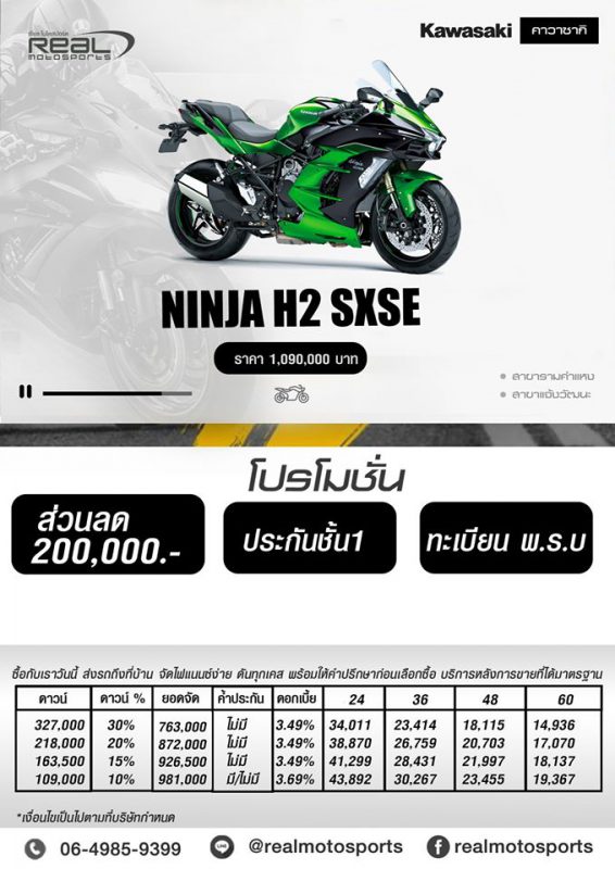 โปรโมชั่นสำหรับคาวาซากิ Ninja H2SXSE ก.ค.63